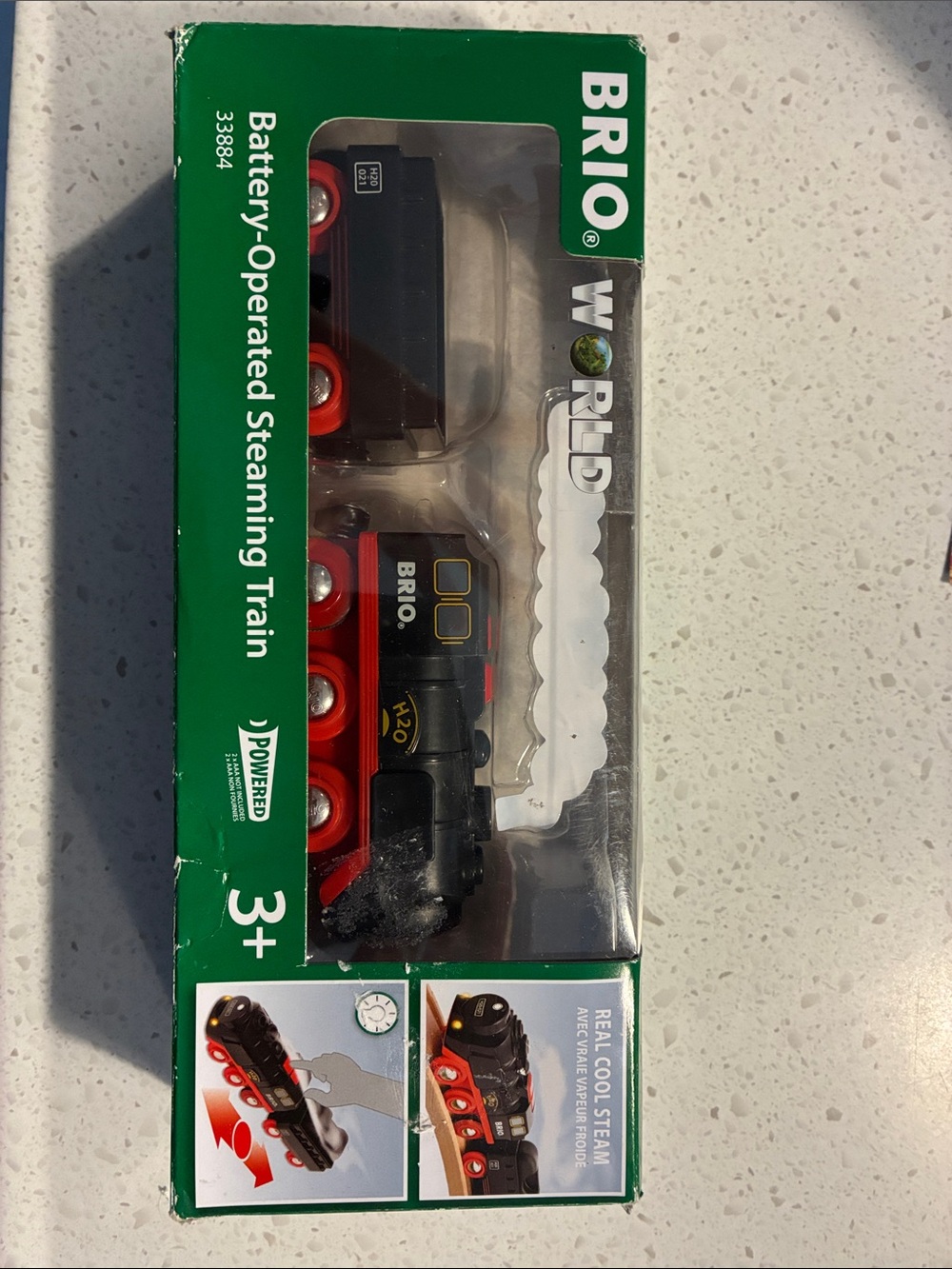 Battery-Operated Steam Train Toy in Black and Red